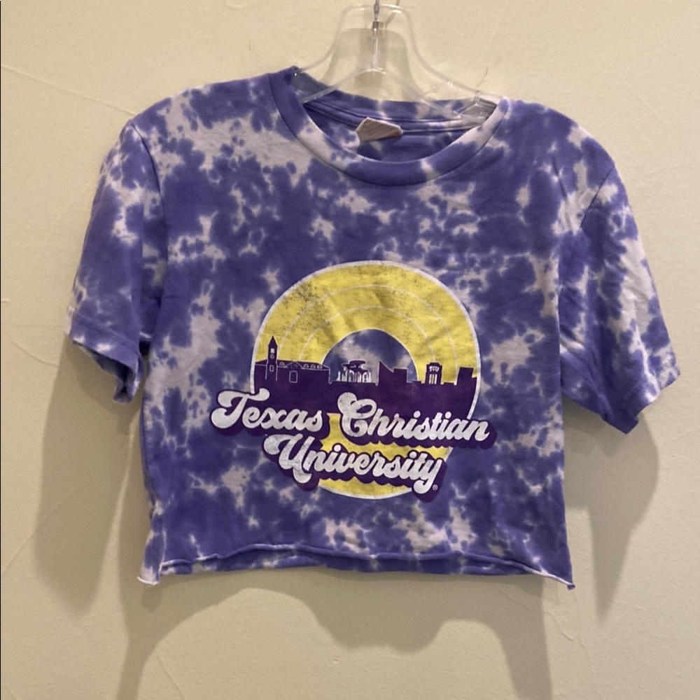 Texas Christian University Purple Tie-Dye Crop Top